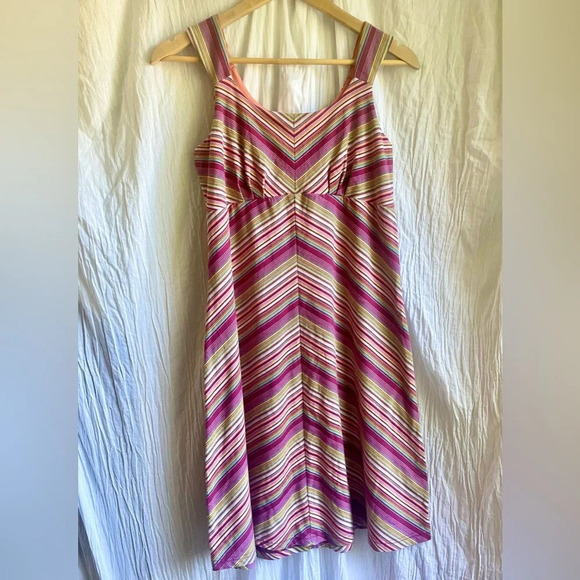 85%OFF❣️Royal Robbins Pink Chevron Striped Sleeveless Dress, L - Picture 2 of 8
